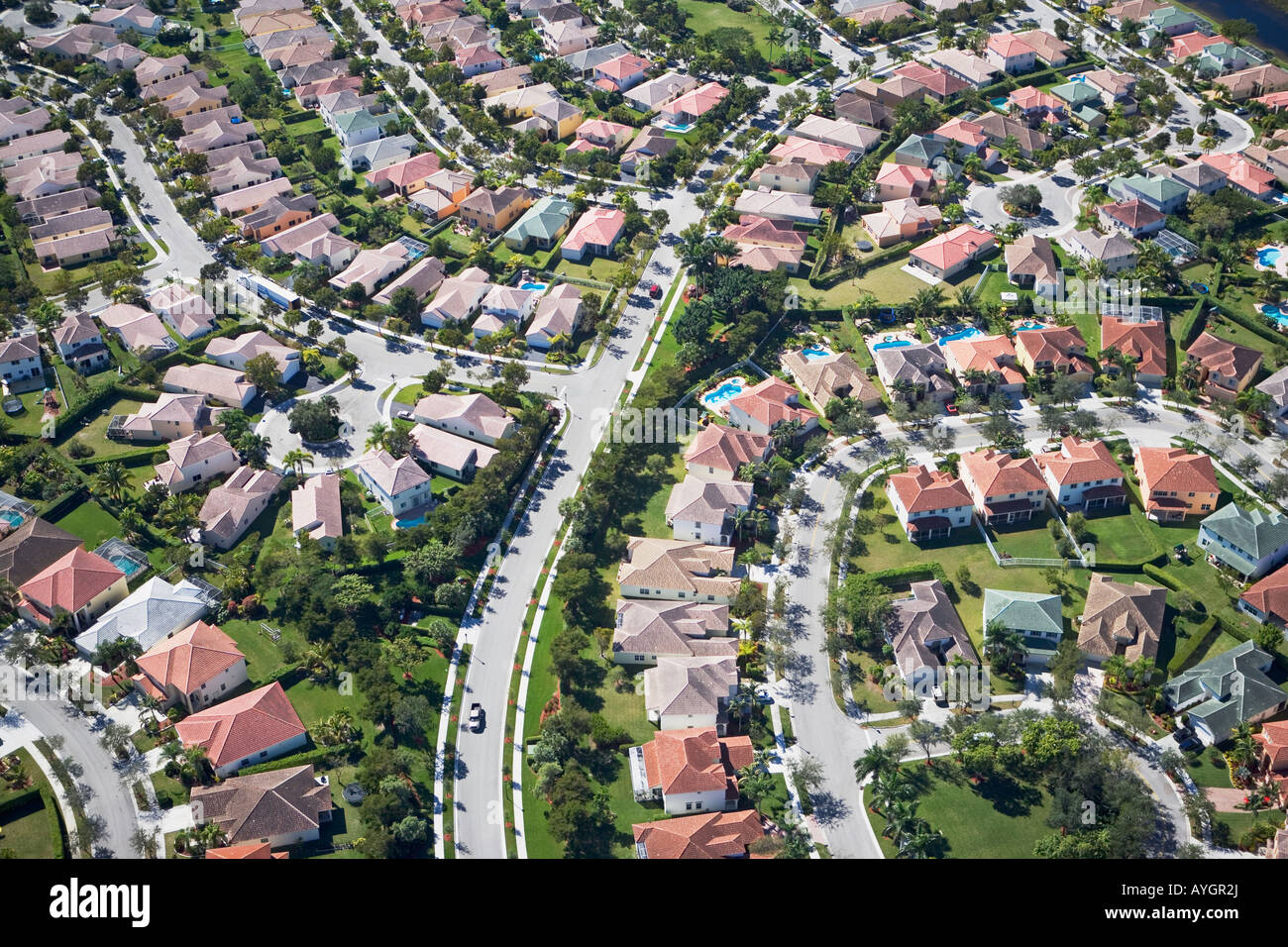 Vista aerea della comunità di alloggiamento Foto Stock