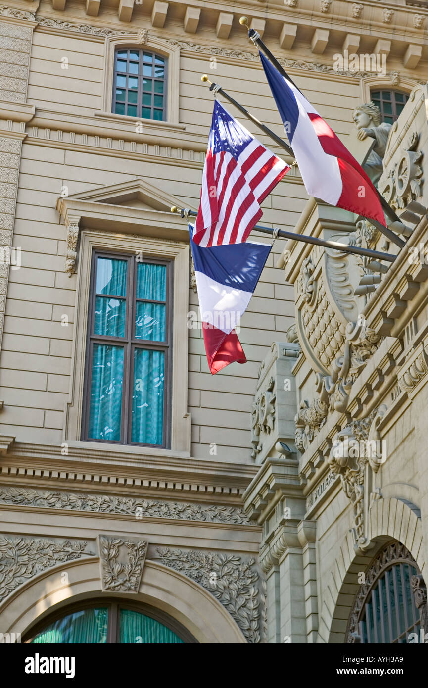 American francese bandiere nazionali simbolico delle relazioni estere Foto Stock