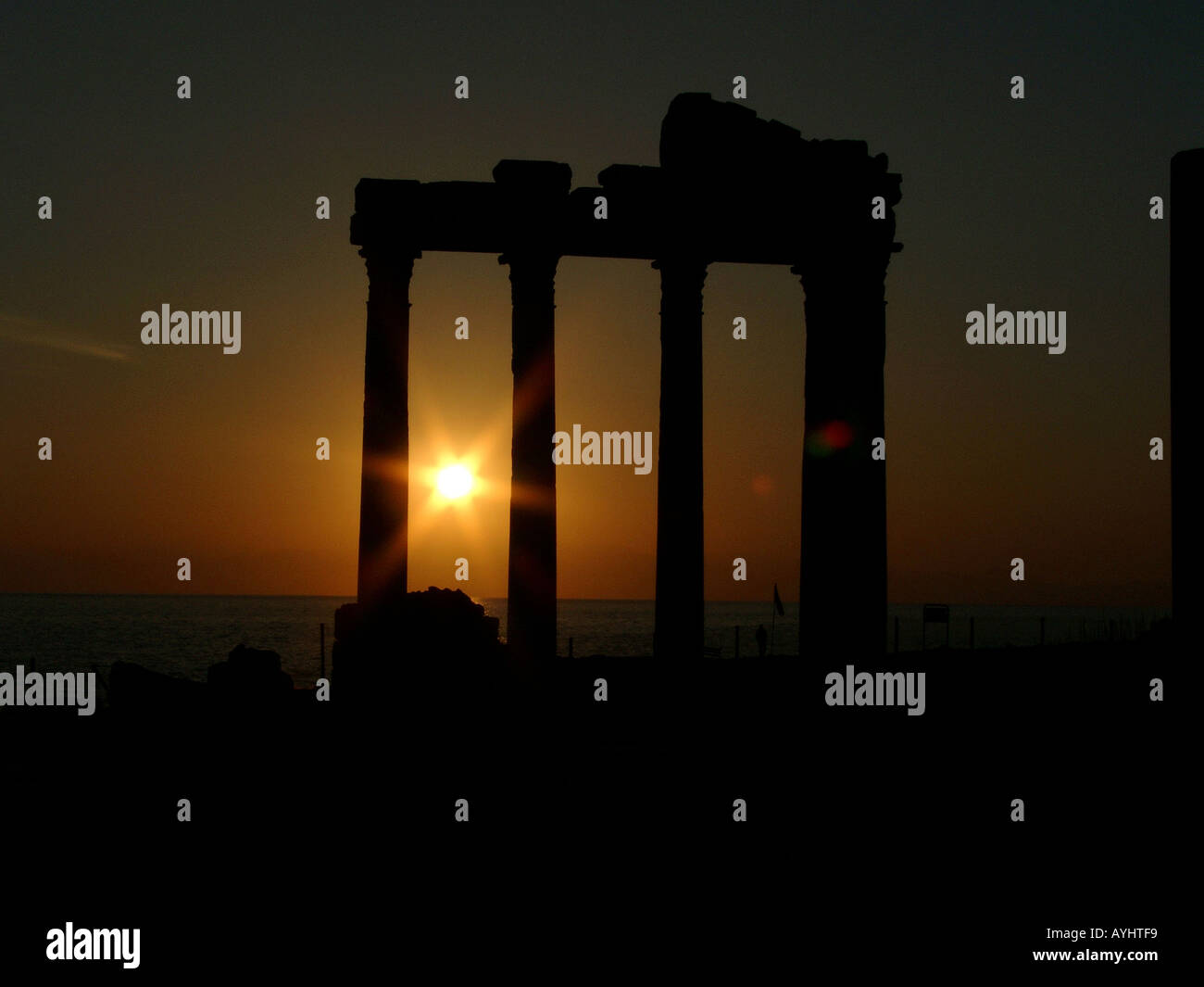 Ruine bei Sonnenuntergang Antalya Tuerkei Foto Stock