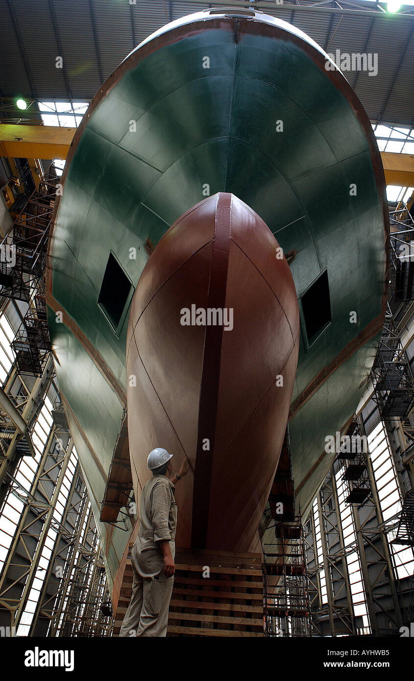Schiff auf der Werft in Flensburg Foto Stock