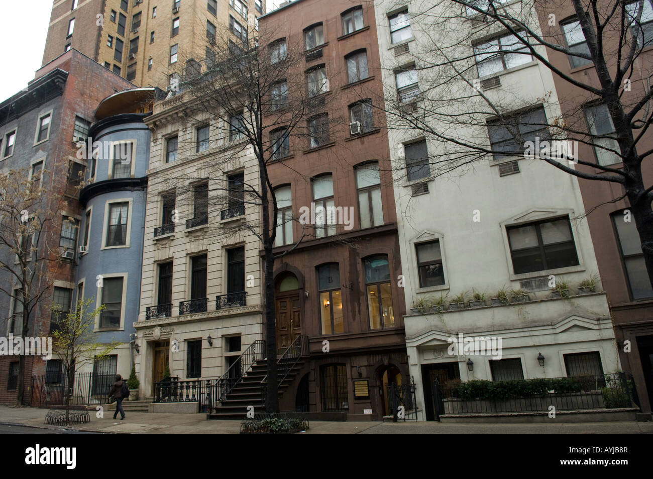 Case a schiera nel quartiere di Murray Hill di Manhattan a New York Foto Stock