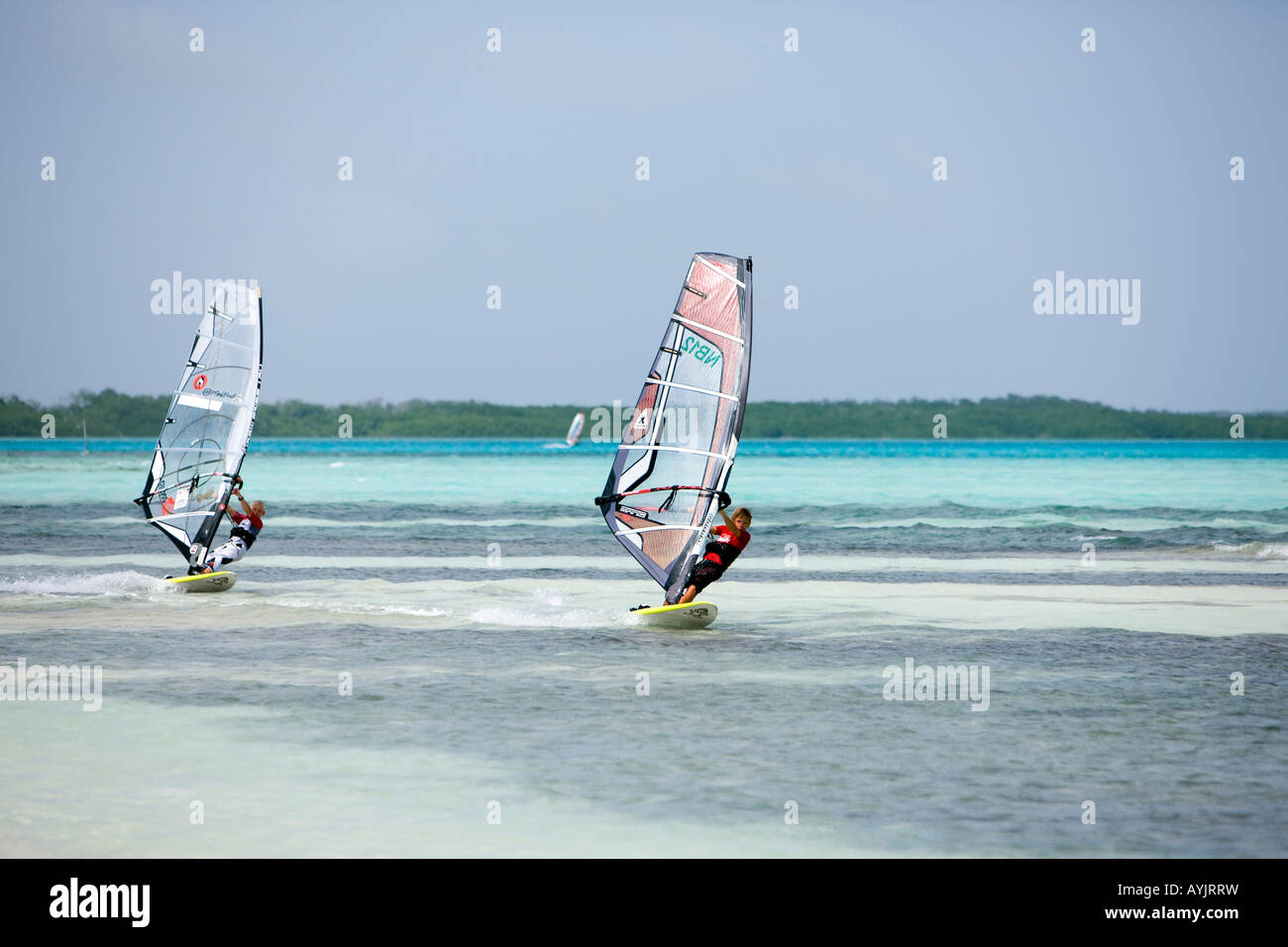 Windsurf s su Bonaire Antille Olandesi Foto Stock