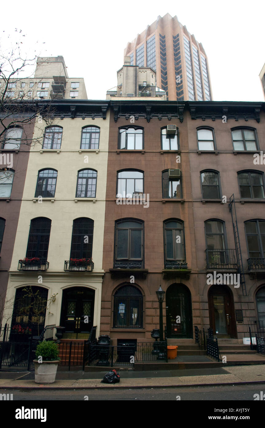 Pietre marroni nel quartiere di Murray Hill di Manhattan a New York Foto Stock