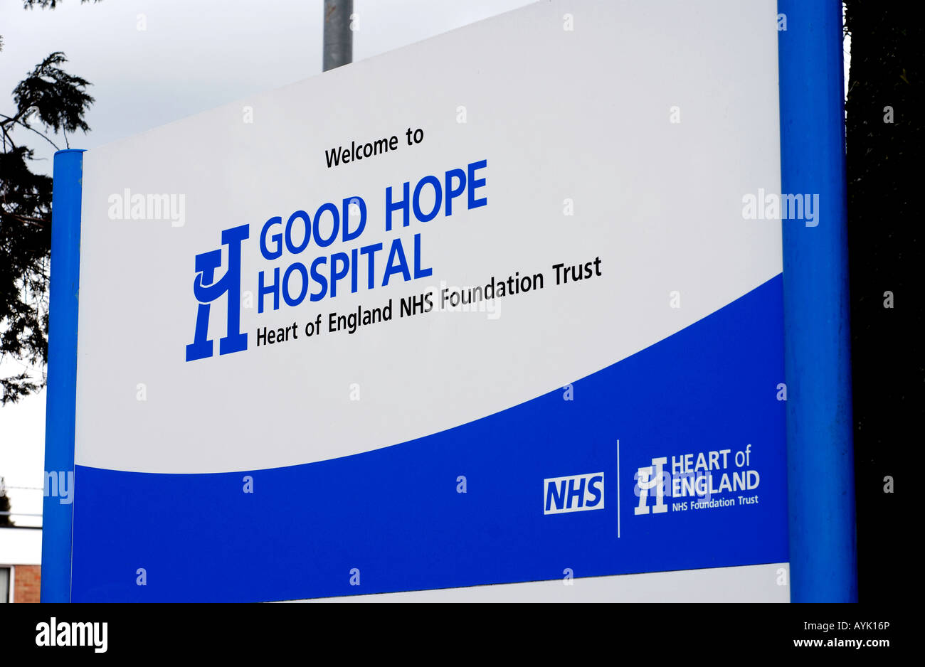 Buona Speranza Ospedale segno, Sutton Coldfield, West Midlands, England, Regno Unito Foto Stock