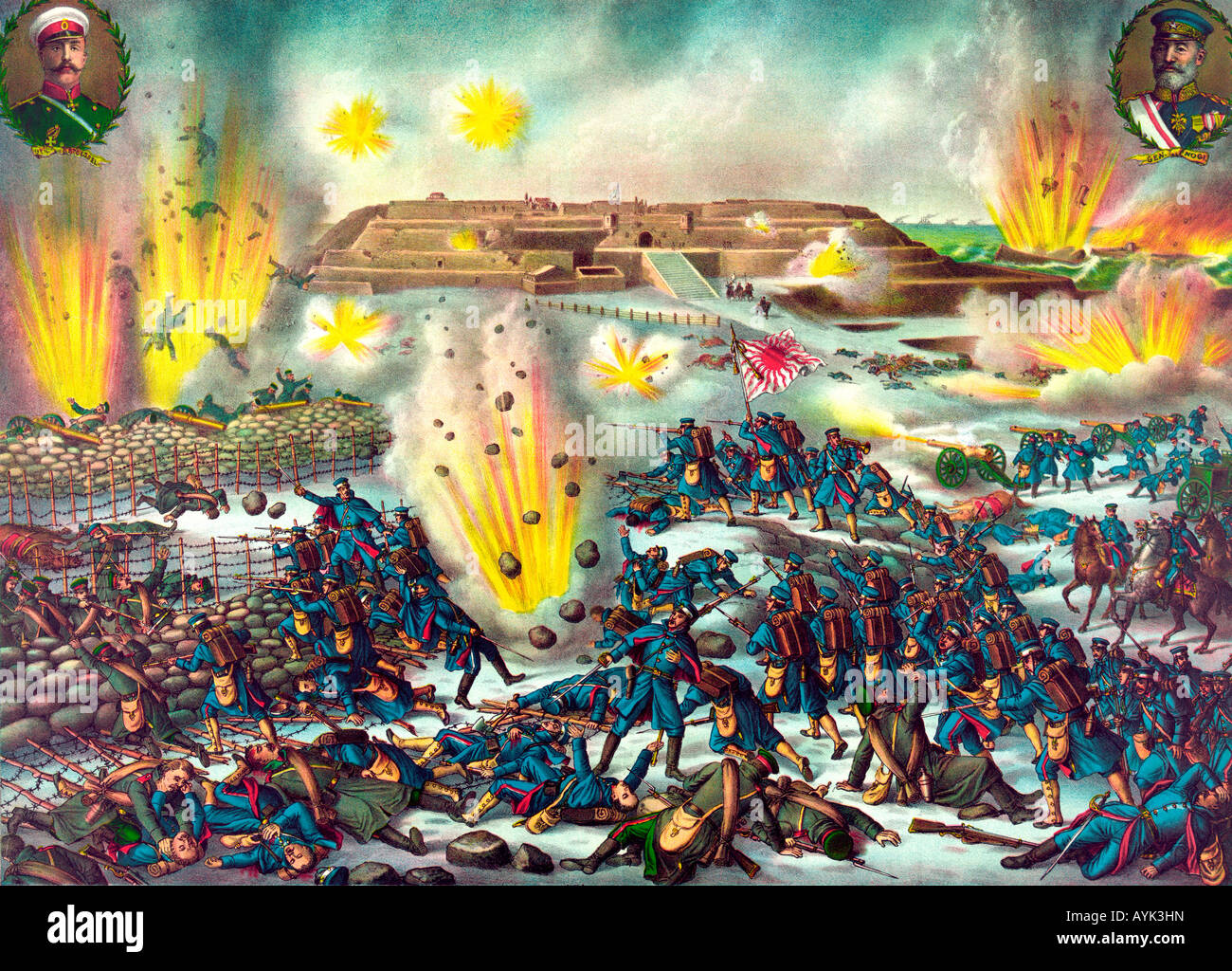 Ultima carica e cattura di Port Arthur in guerra Russo-Giapponese Foto Stock