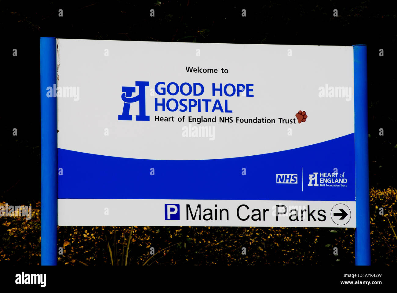 Buona Speranza Ospedale segno, Sutton Coldfield, West Midlands, England, Regno Unito Foto Stock