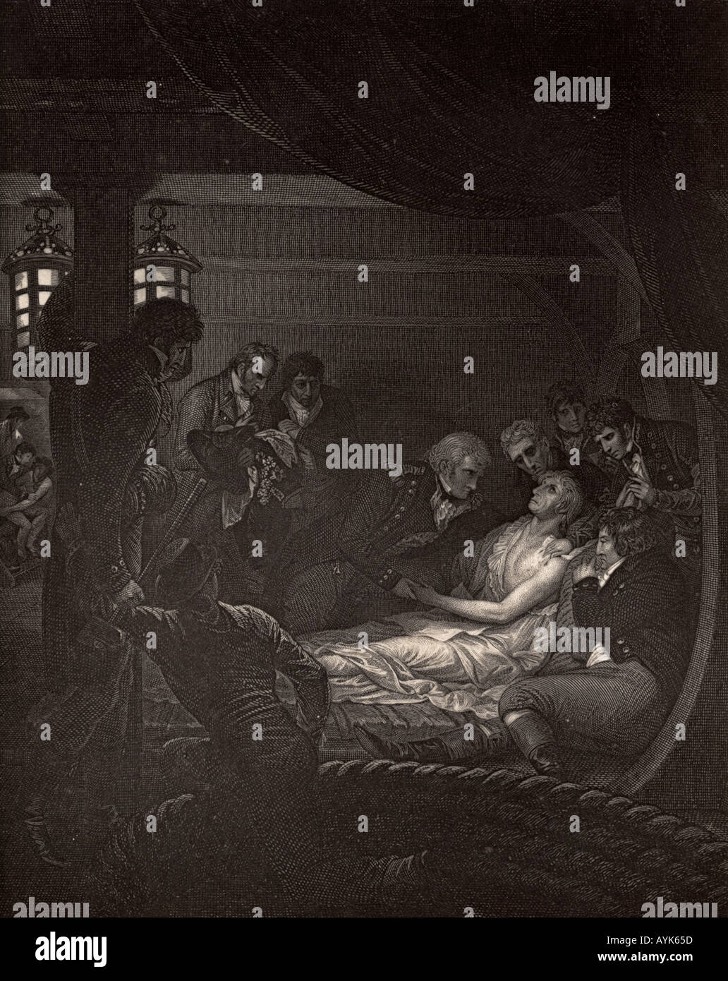 La morte di Nelson, 1805. Horatio Nelson, Lord Nelson, Visconte Nelson, 1758 - 1805. British naval commander. Foto Stock