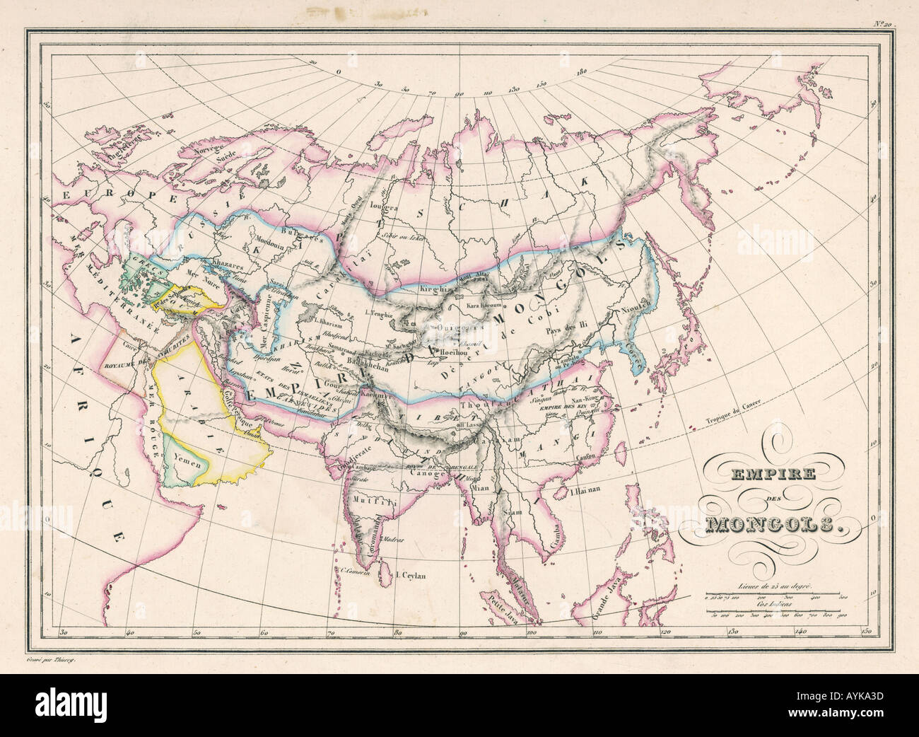 Mappa Asia Impero Mongolo Foto Stock