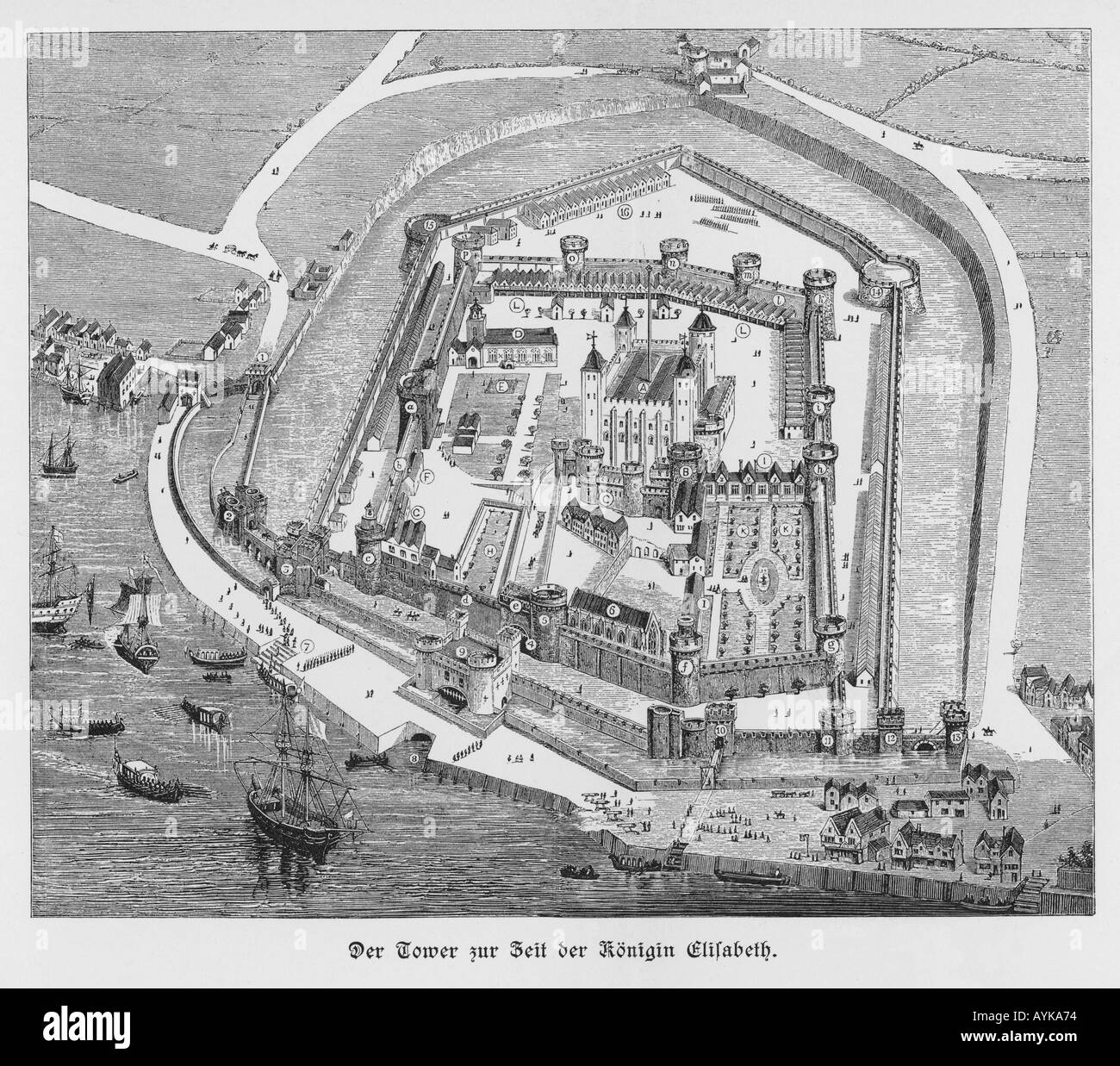 La torre circa 1600 Foto Stock