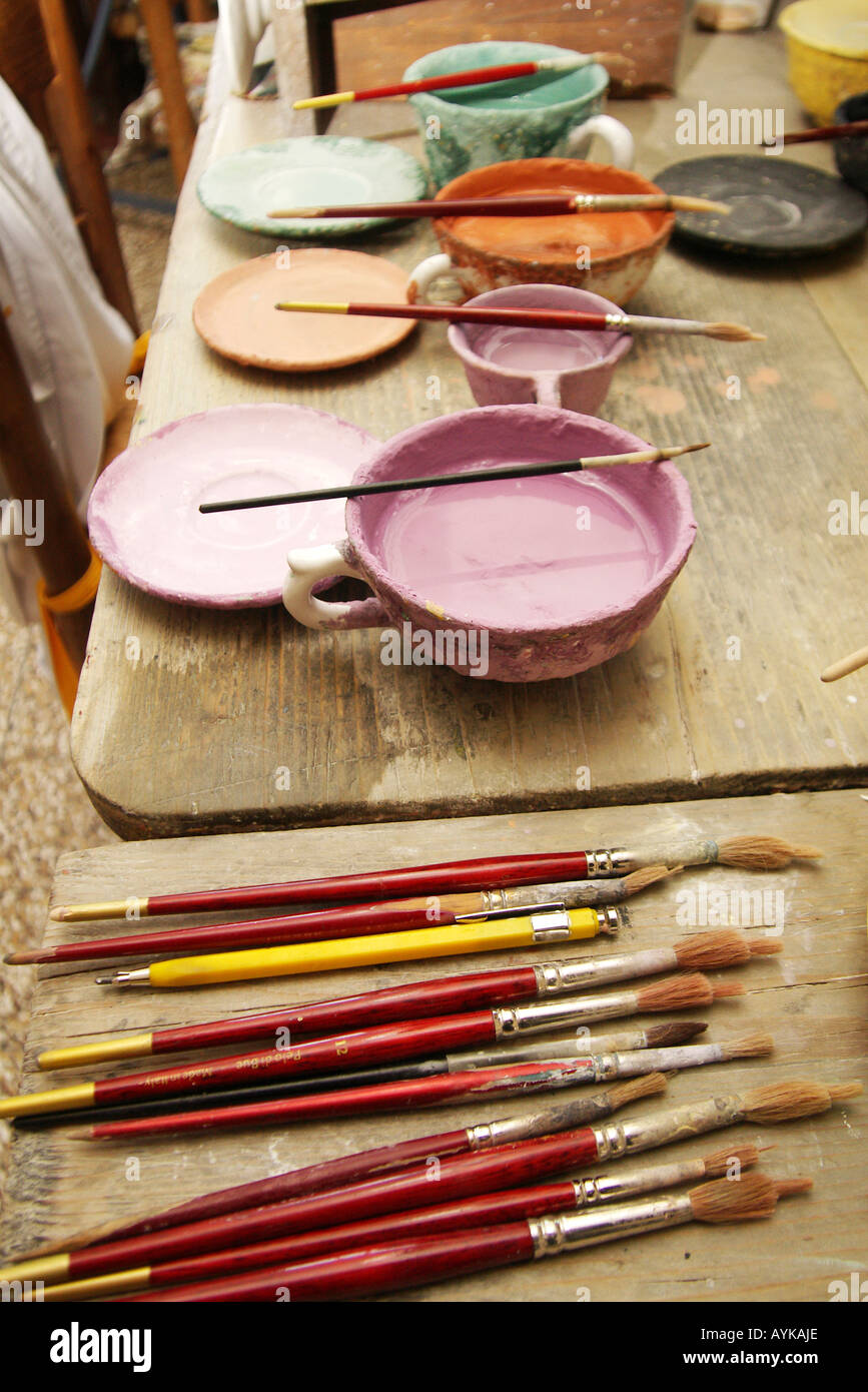 Ubaldo Grazia ceramiche Deruta, Umbria Italia montante verticale verticale Foto Stock