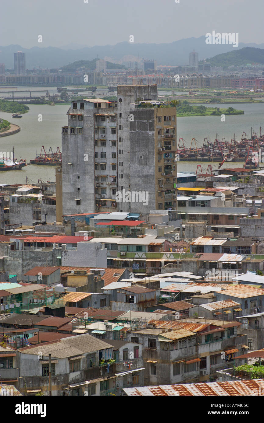 Delle baraccopoli vicino al lungomare di Macao Cina Foto Stock