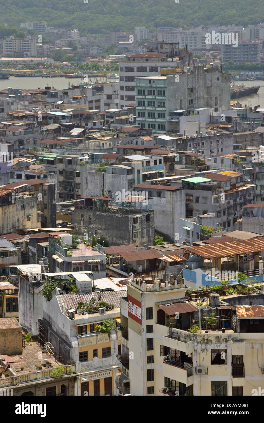 Delle baraccopoli vicino al lungomare di Macao Cina Foto Stock