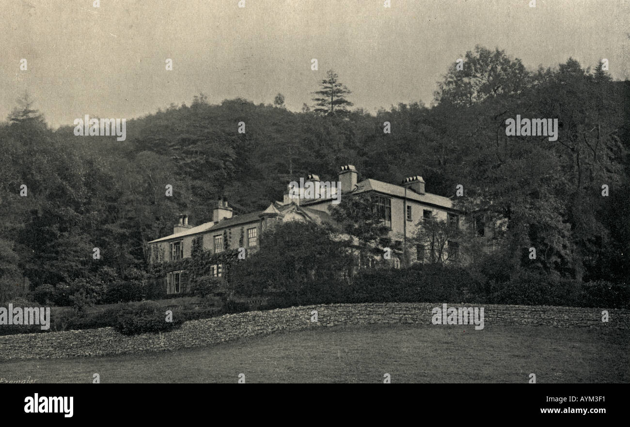 Ruskins home, Brantwood nel distretto del lago, Inghilterra. John Ruskin, 1819 - 1900. Scrittore inglese, critico d'arte e riformatore. Foto Stock