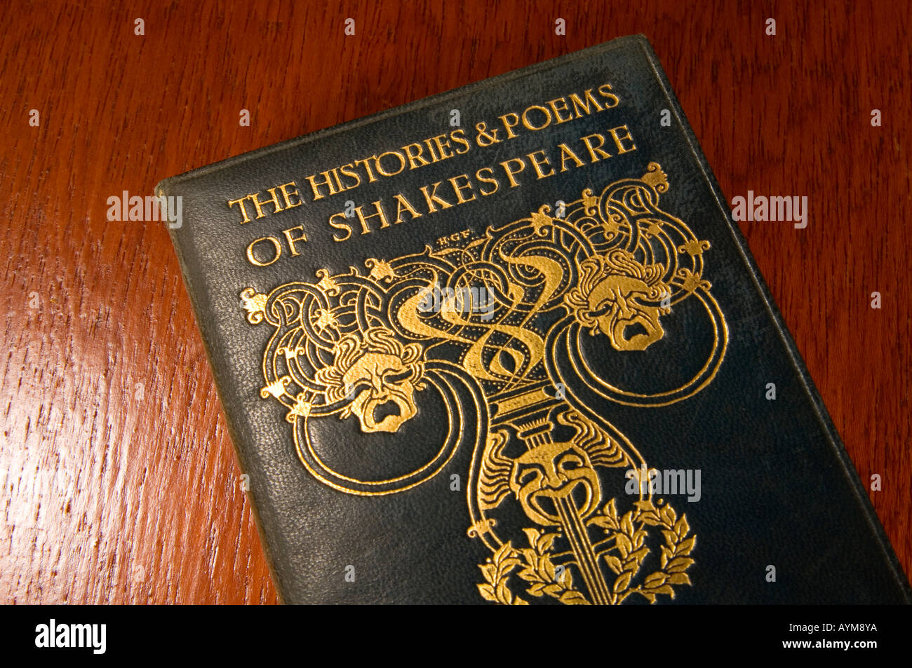Oro sbalzato, angosciato, leatherbound hardbook copie di William Shakespeare la poesia Foto Stock
