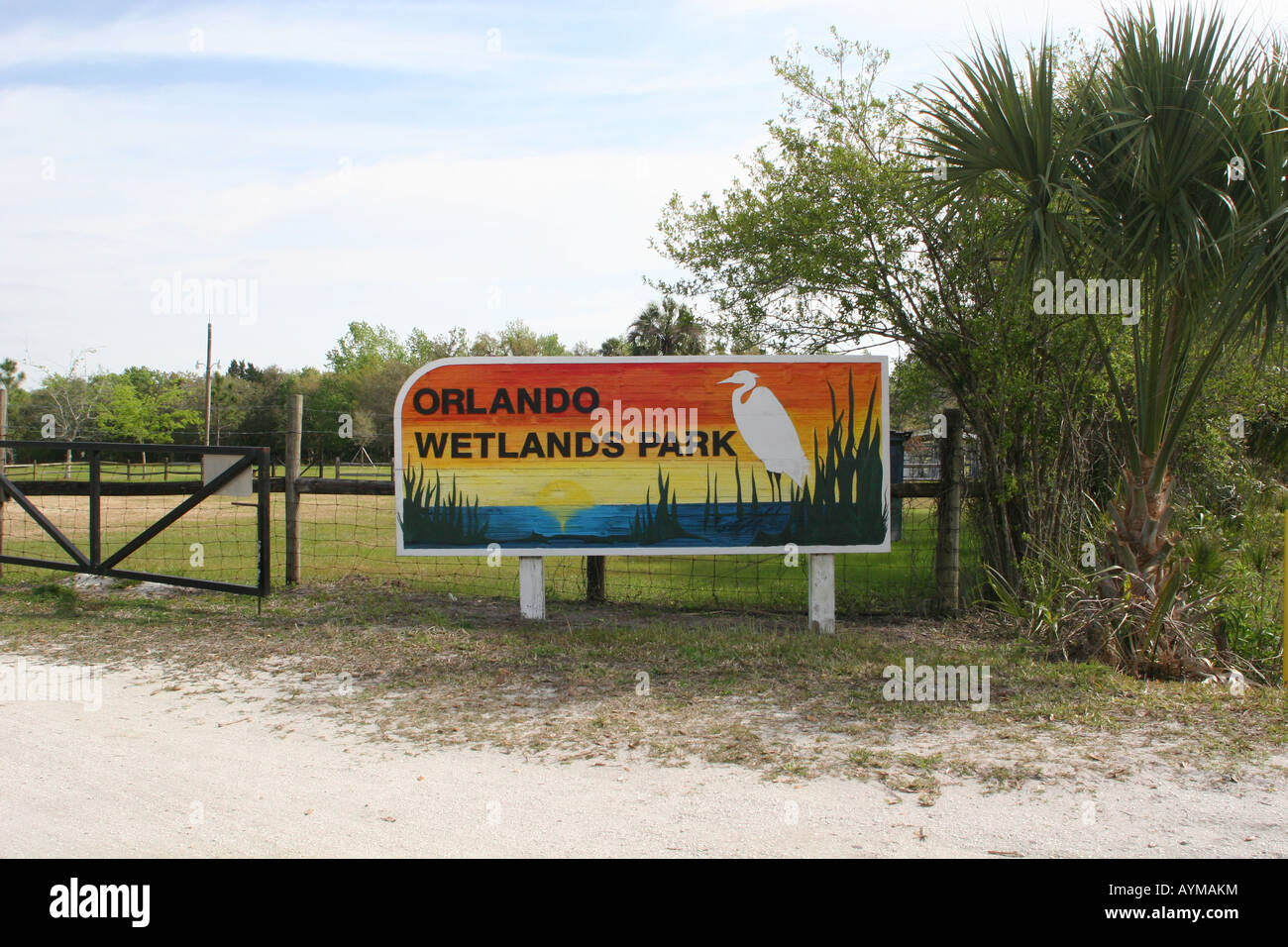 Ingresso per firmare il Orlando le zone umide del Parco Florida di Natale Foto Stock