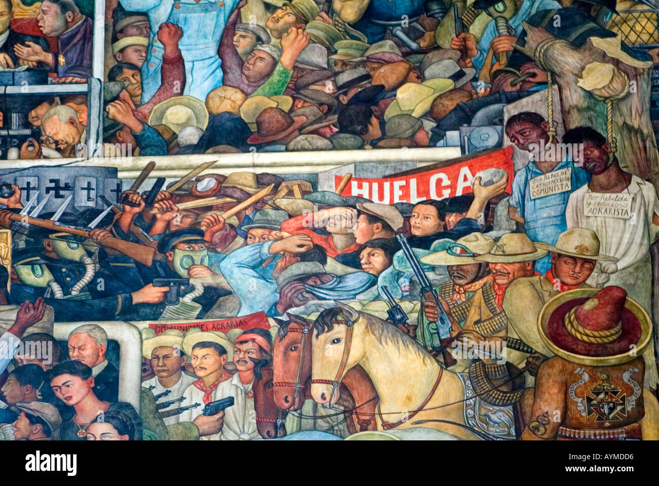 L'artista messicano Diego Rivera murale della storia messicana nel Palazzo Nazionale Palacio Nacional Città Del Messico Foto Stock