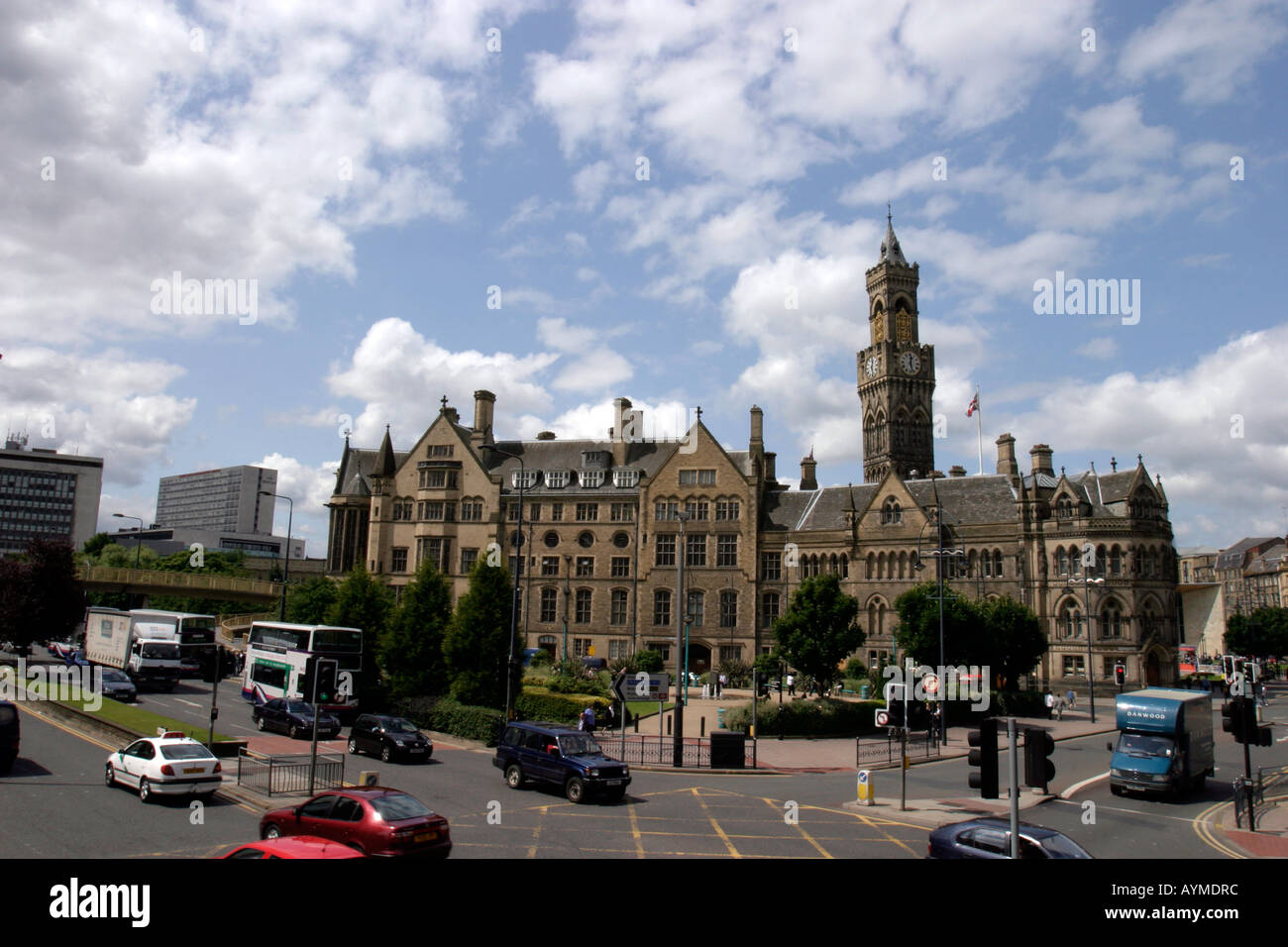 Bradford City Hall da St Georges Hall Foto Stock