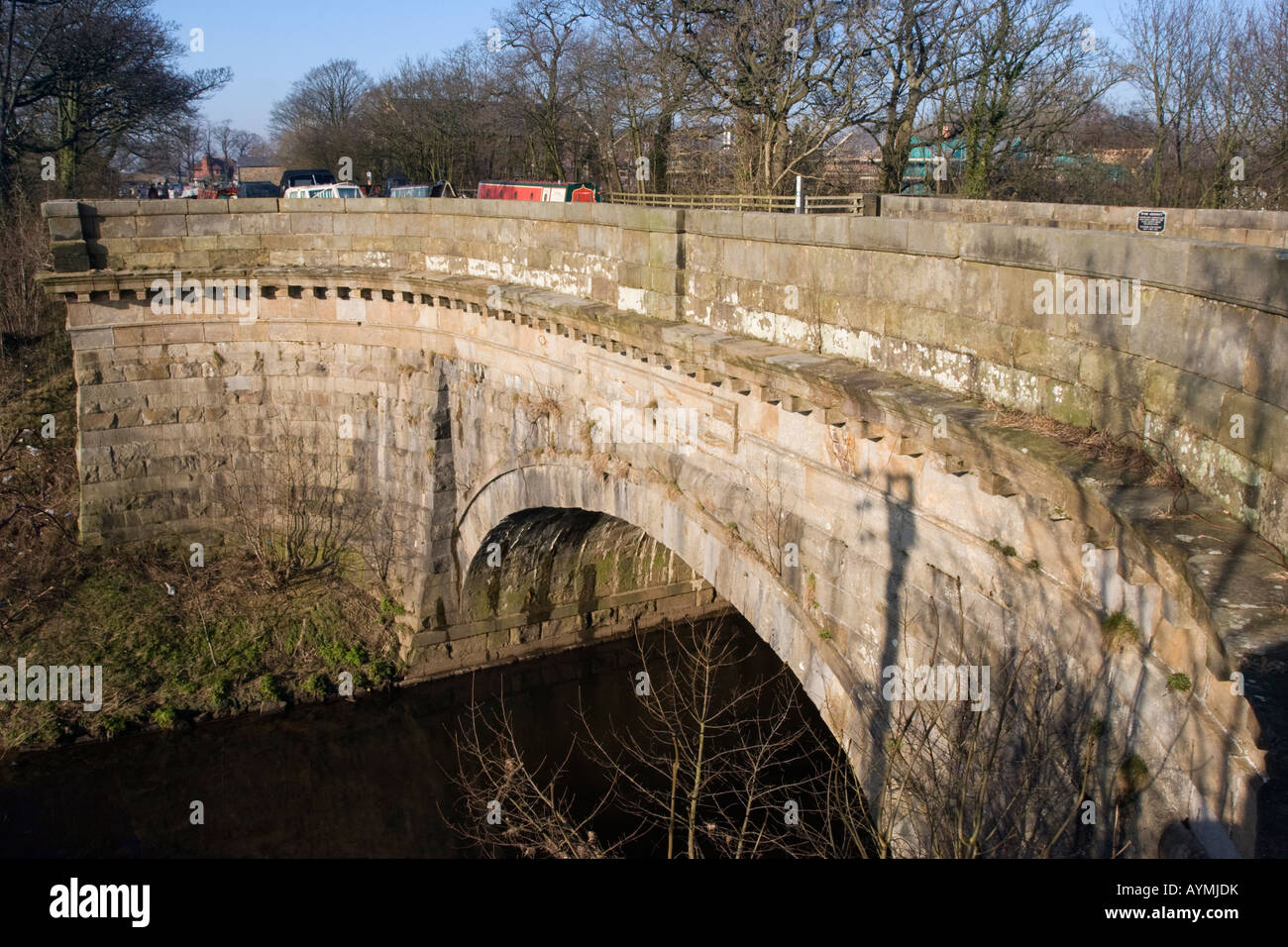 L acquedotto Wyre portante il Lancaster Canal oltre il Fiume Wyre a Garstang Foto Stock