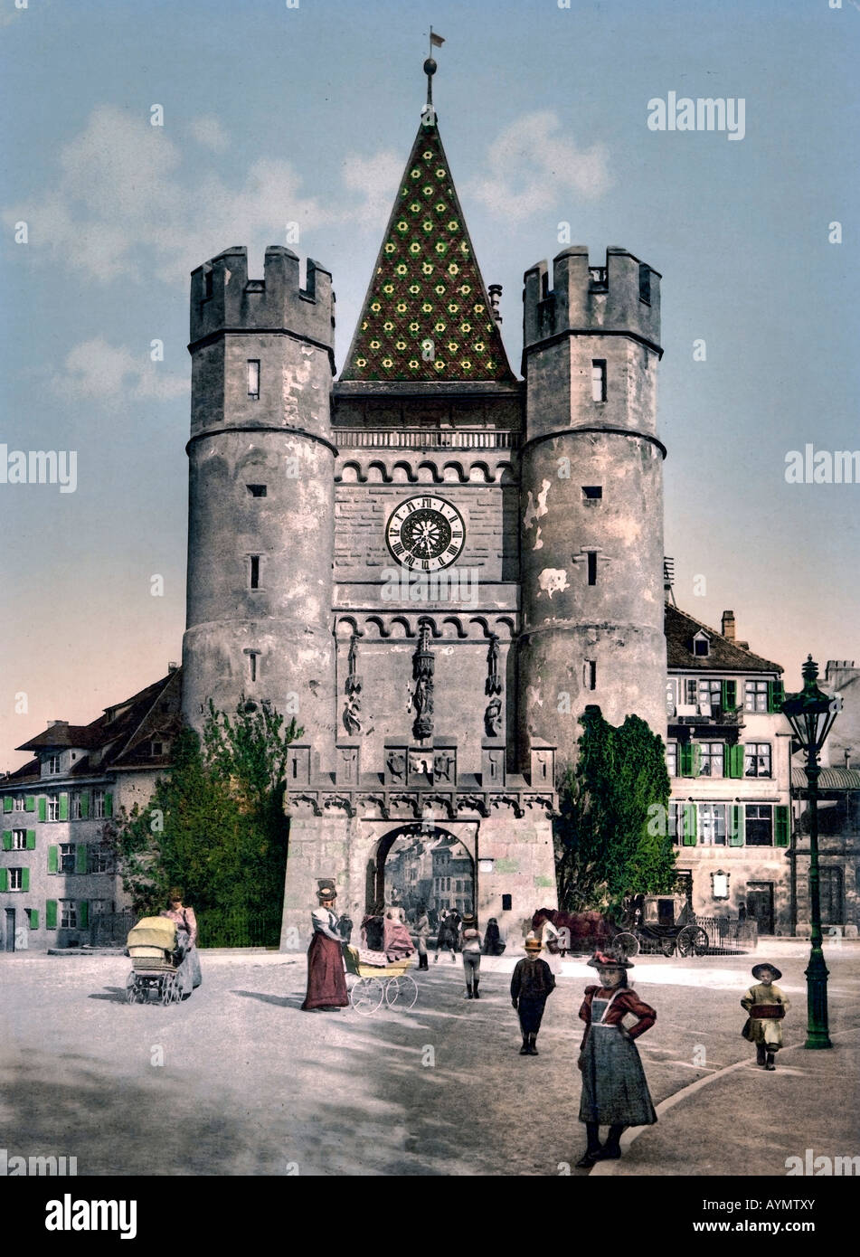La Porta di Spalen, Basilea, Svizzera Arte 1890 a 1900 Foto Stock