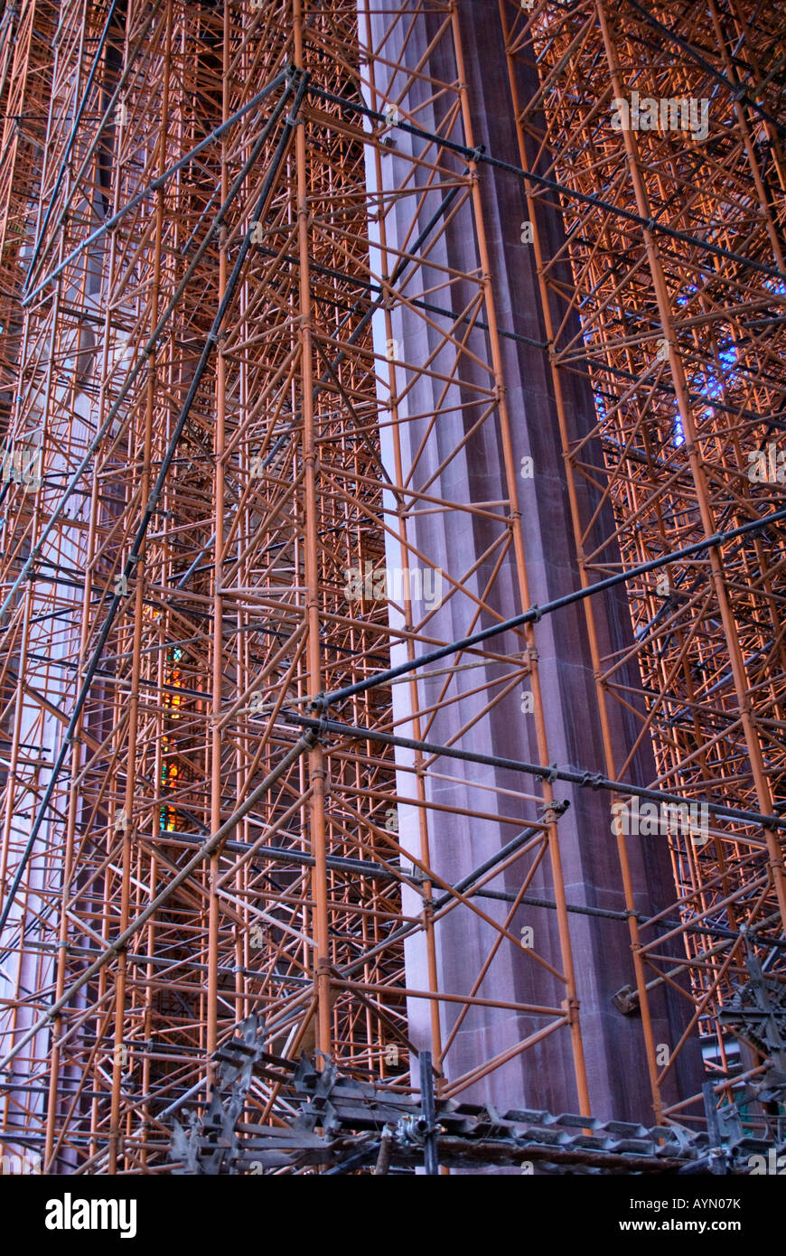 Lavori di costruzione nella Sagrada Família BARCELLONA SPAGNA Foto Stock
