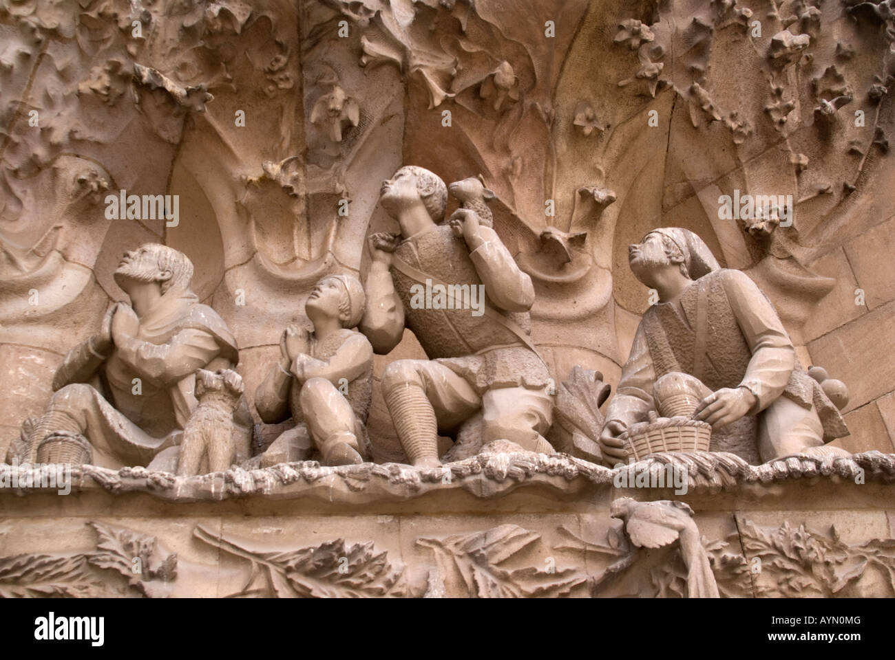 La Sagrada Familia dettaglio Barcellona Spagna Foto Stock