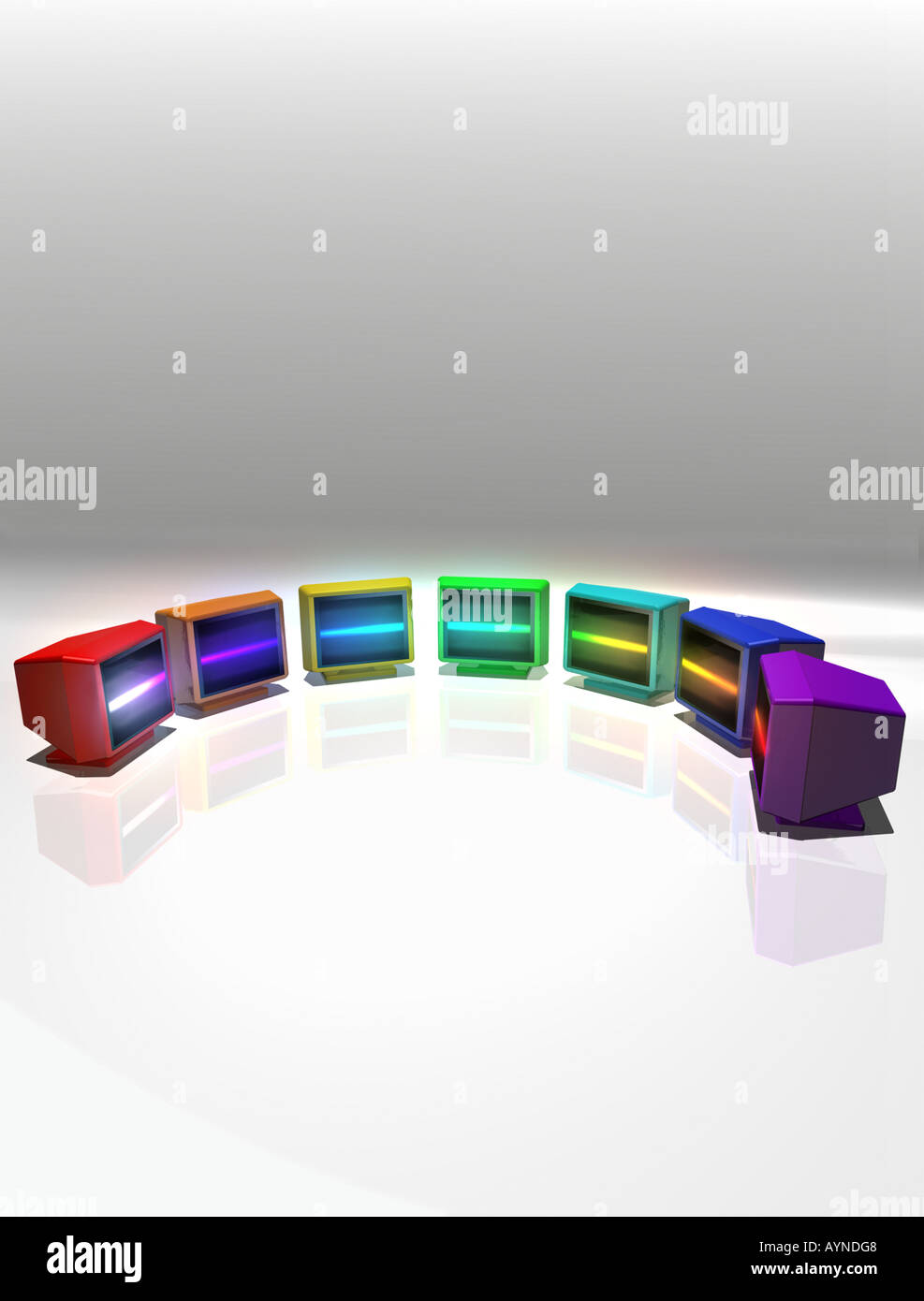 Informatica Rainbow Arc COLORE BIANCO COMPUTER MONITOR SCHERMO CERCHIO BUSINESS FileSpec Creative High-Tech Lesley Sandles tec258 Foto Stock