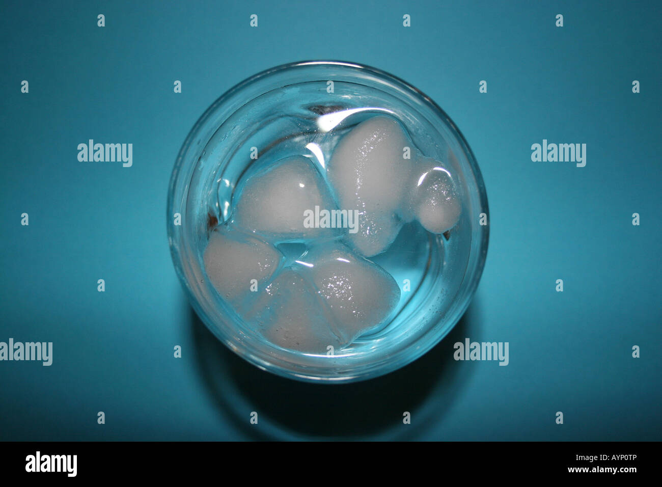 Fusione dei cubetti di ghiaccio in vetro, di Carol Dembinsky/Dembinsky Photo Assoc Foto Stock
