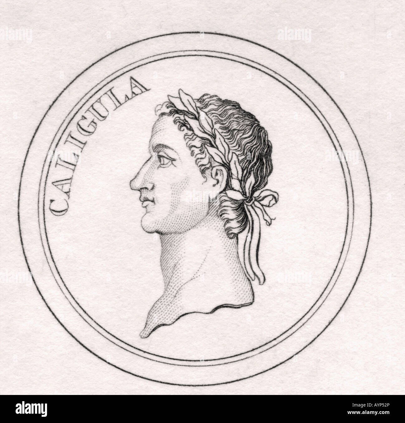 Caligola Gaio Giulio Cesare Augusto Germanicus 12-41ANNUNCIO Foto Stock