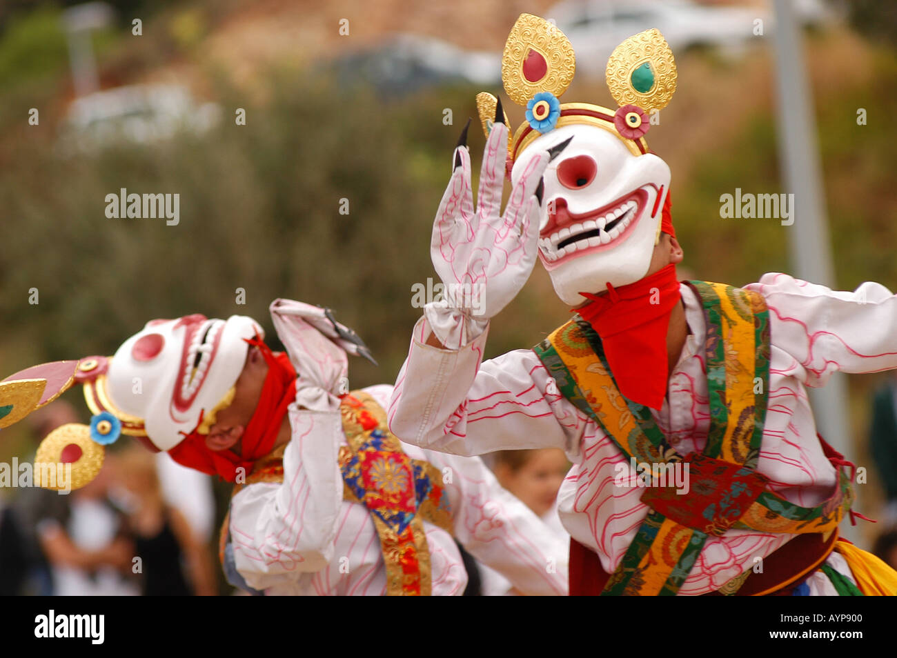 Lama danze di scheletro mask dance cham Foto stock - Alamy
