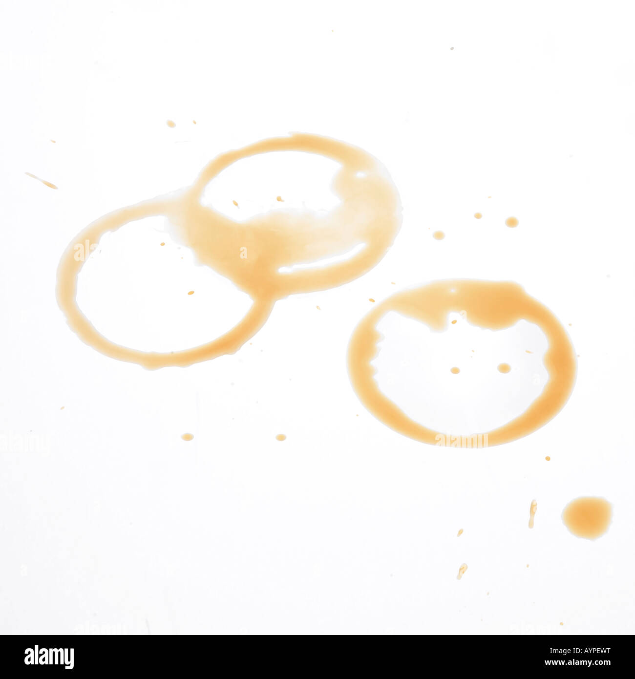 Tre 3 tè del caffè anelli e schizzi Foto Stock