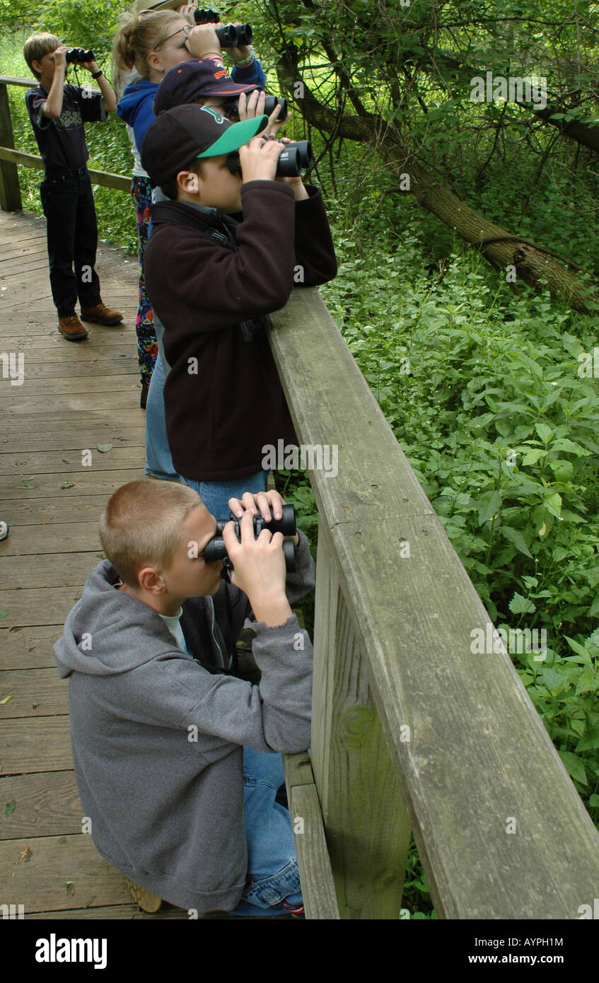 Gli amanti del birdwatching crane creek marsh ohio Foto Stock