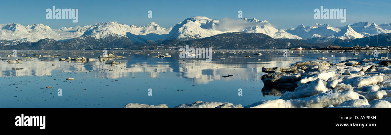 Panoramica di Kachemak Bay State Park, Penisola di Kenai, Alaska, STATI UNITI D'AMERICA Foto Stock