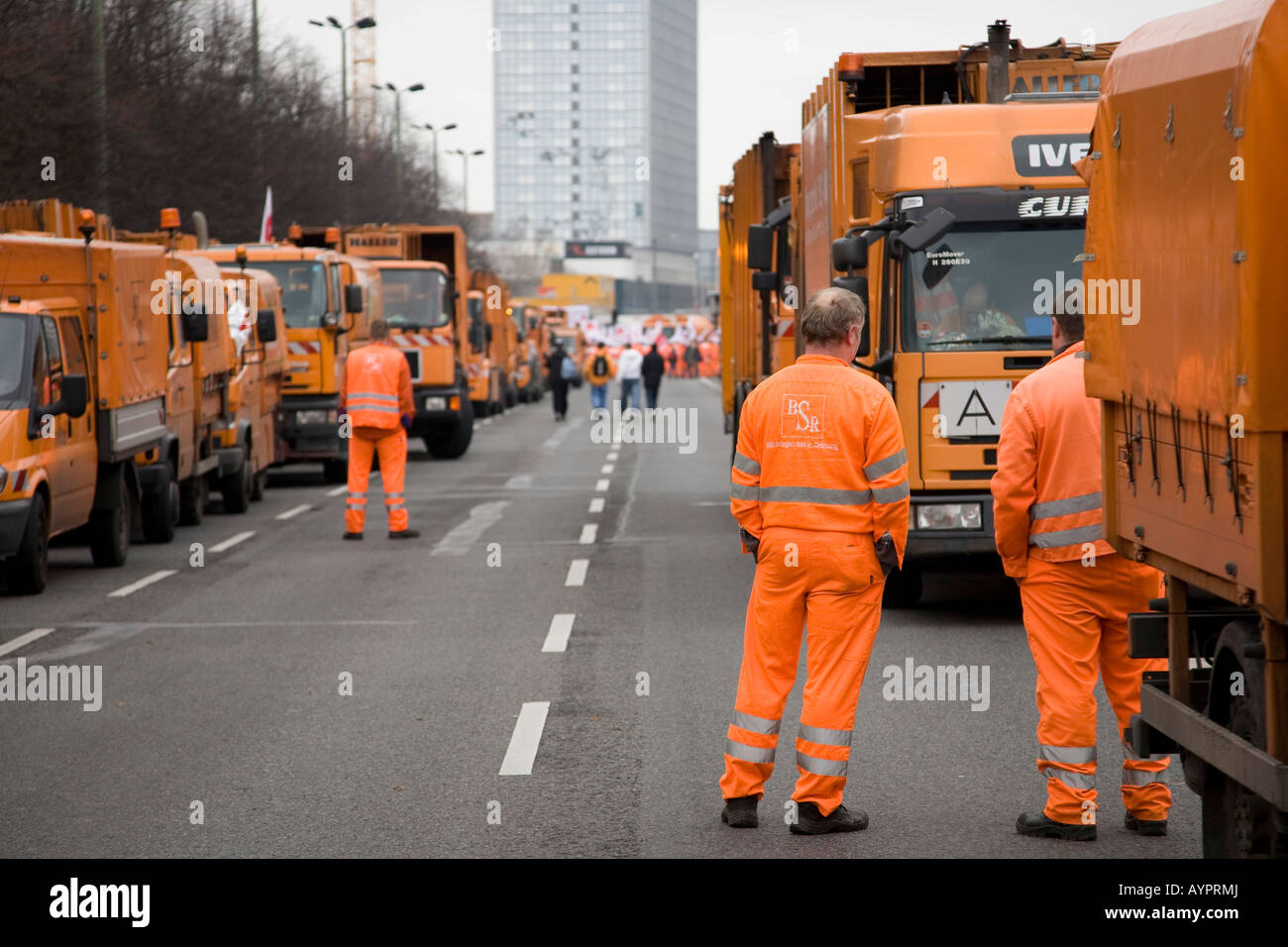 BSR e BWB acqua e rifiuti unione lavoratori walkout, sciopero dimostrazioni di Febbraio 22, 2008 a Berlino, Germania Foto Stock
