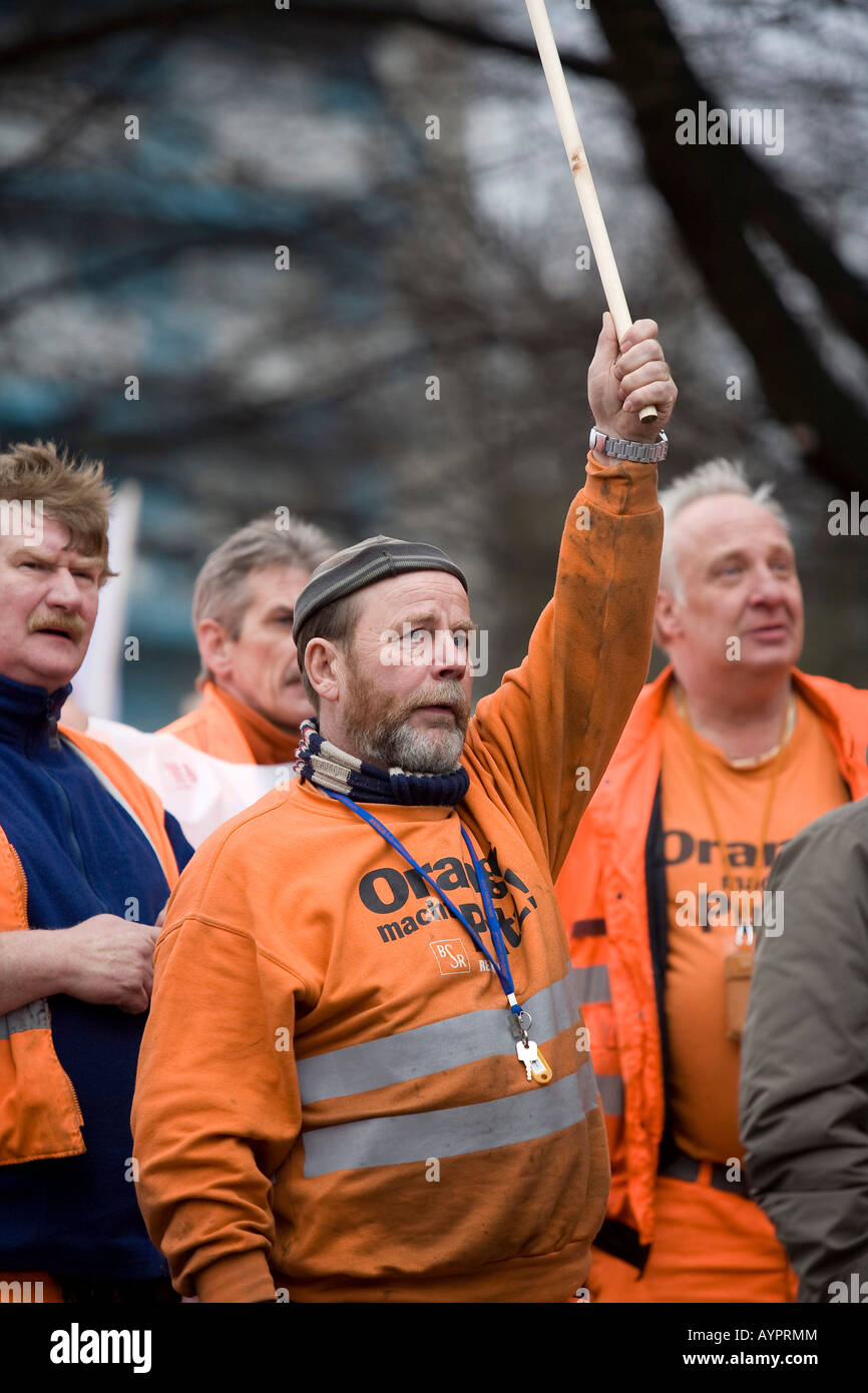 BSR e BWB acqua e rifiuti unione lavoratori walkout, sciopero dimostrazioni di Febbraio 22, 2008 a Berlino, Germania Foto Stock