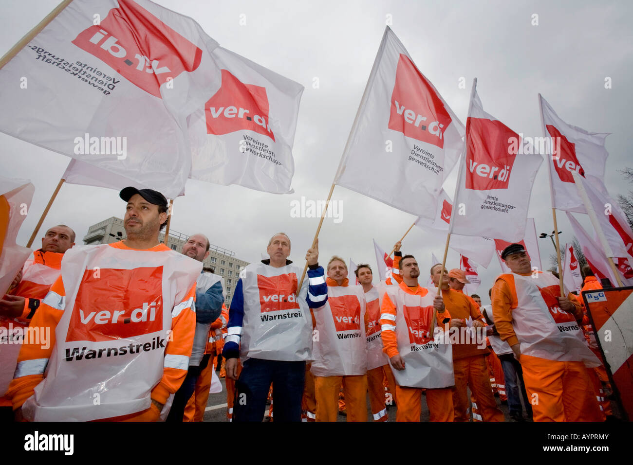 BSR e BWB acqua e rifiuti unione lavoratori walkout, sciopero dimostrazioni di Febbraio 22, 2008 a Berlino, Germania Foto Stock