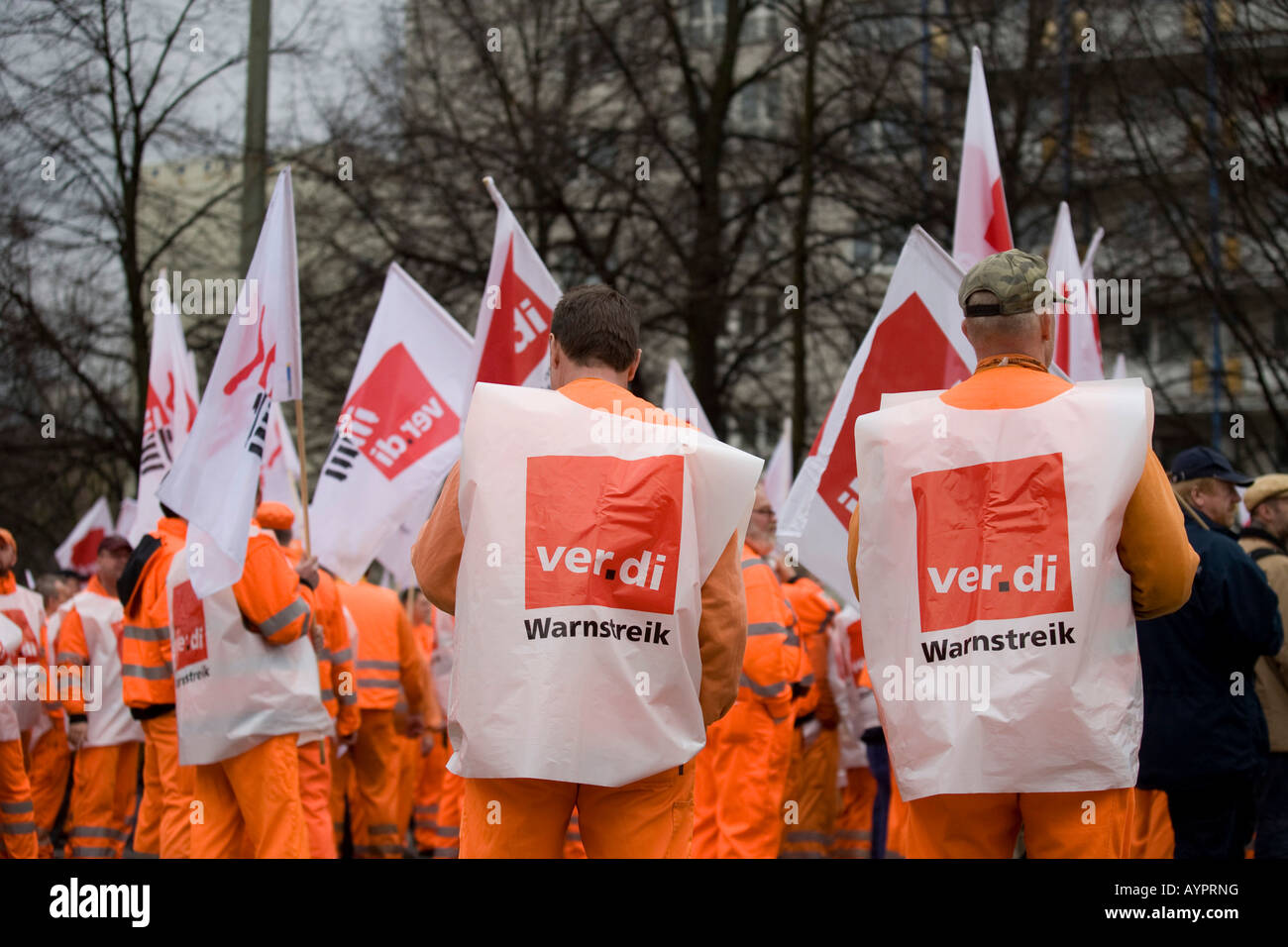 BSR e BWB acqua e rifiuti unione lavoratori walkout, sciopero dimostrazioni di Febbraio 22, 2008 a Berlino, Germania Foto Stock