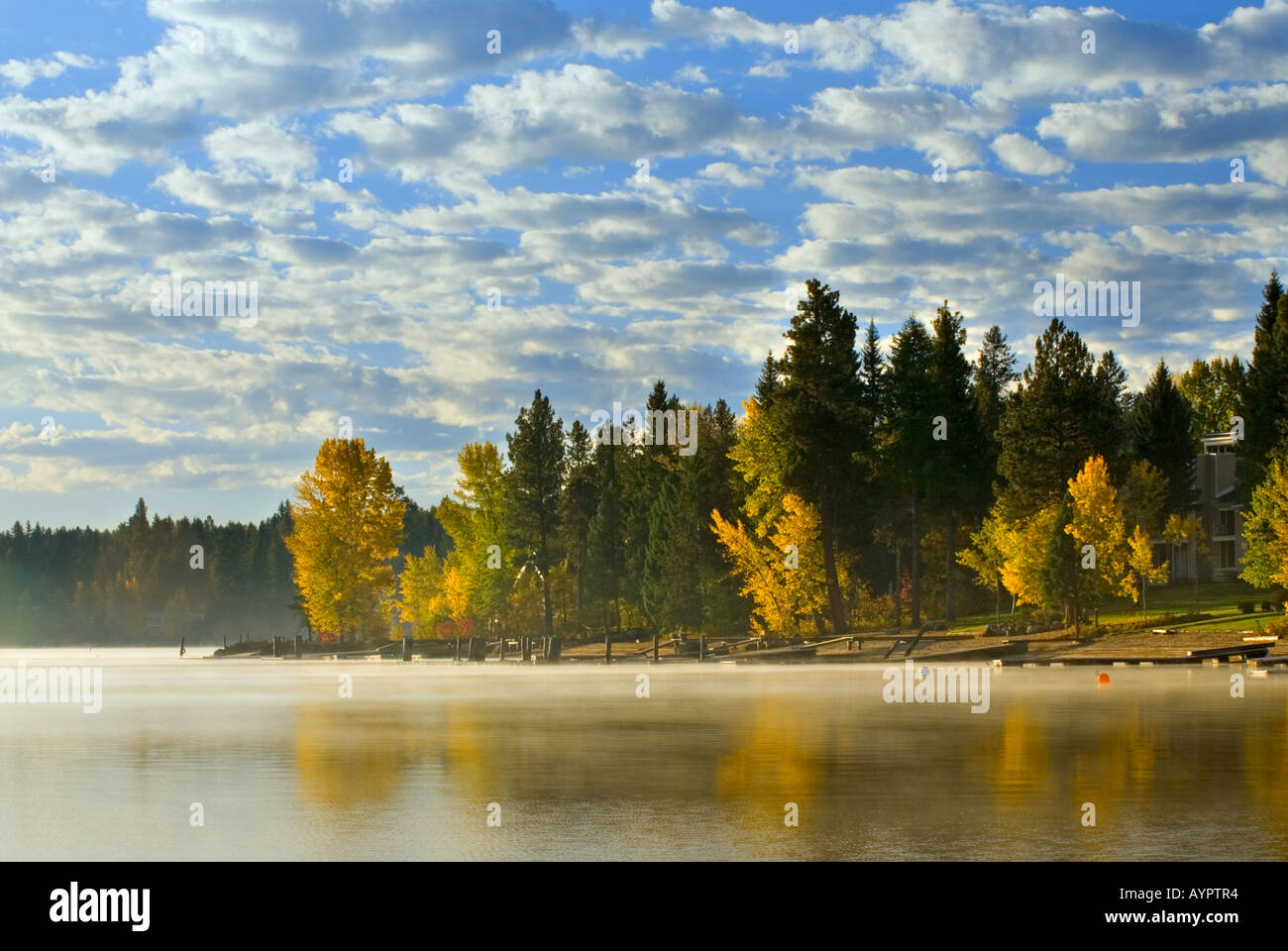 Idaho McCall il colorato con la riva del lago Payette in autunno mostra off riflessi drammatici Foto Stock