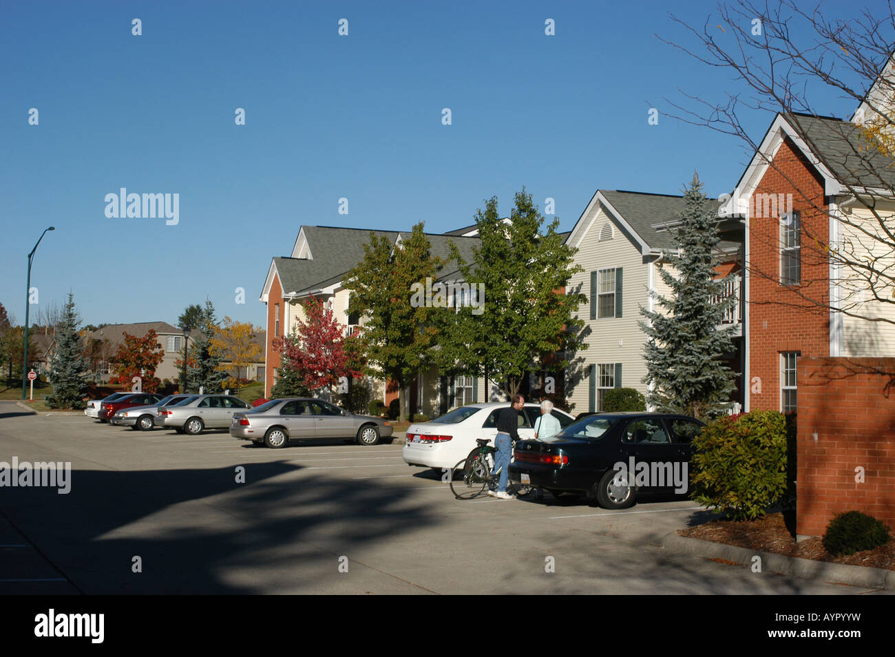 Appartamenti, Westervile Ohio USA architettura alloggiamento vita quotidiana biciclette Foto Stock