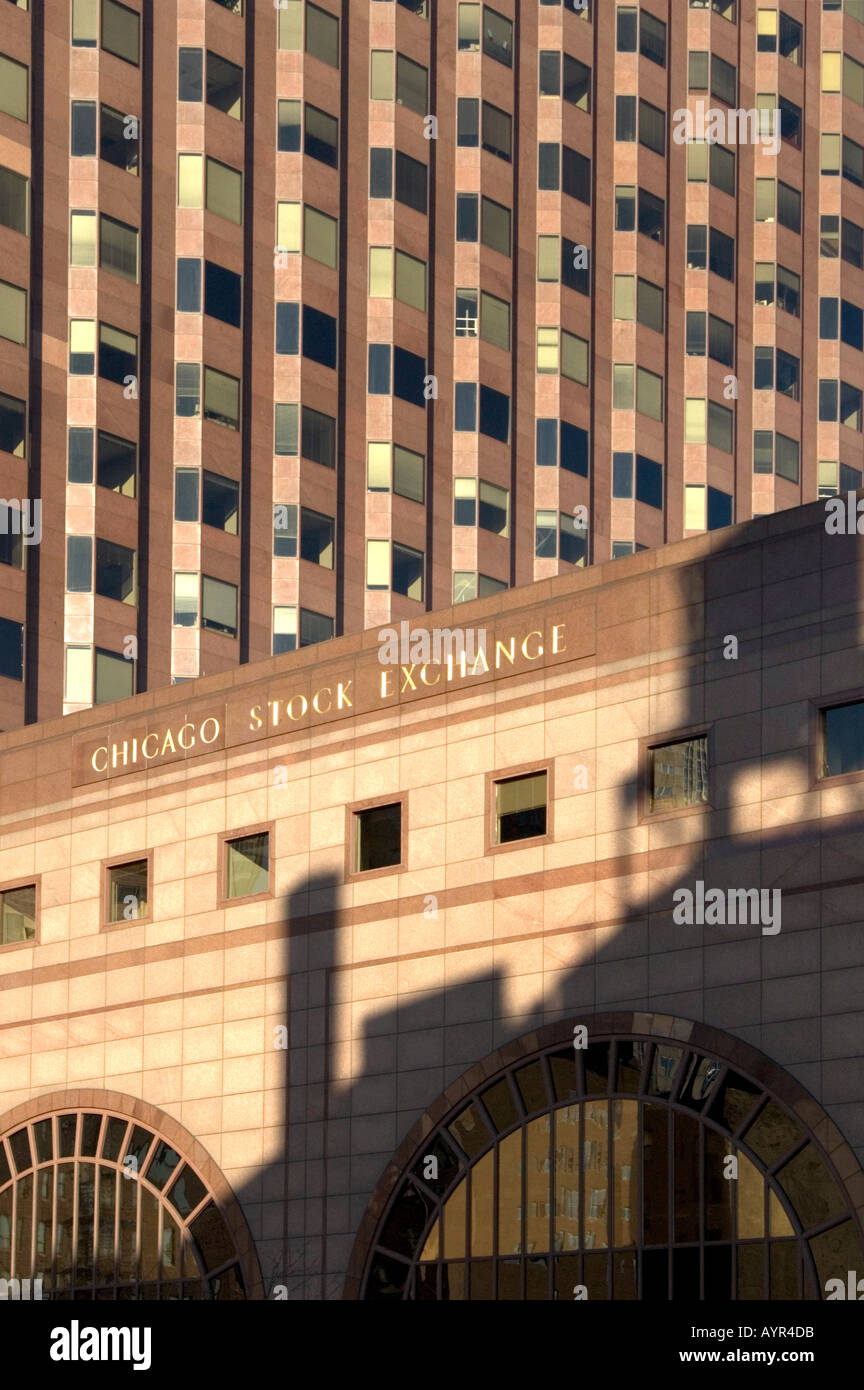Borsa di Chicago nel quartiere finanziario del centro cittadino di Chicago in Illinois negli STATI UNITI D'AMERICA USA Foto Stock