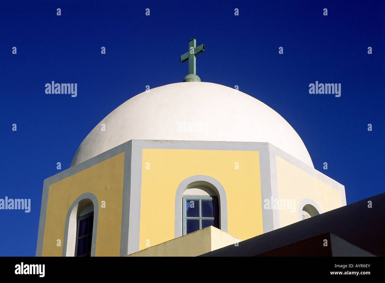 Grecia, Isole Cicladi, Santorini, cupola della chiesa Foto Stock