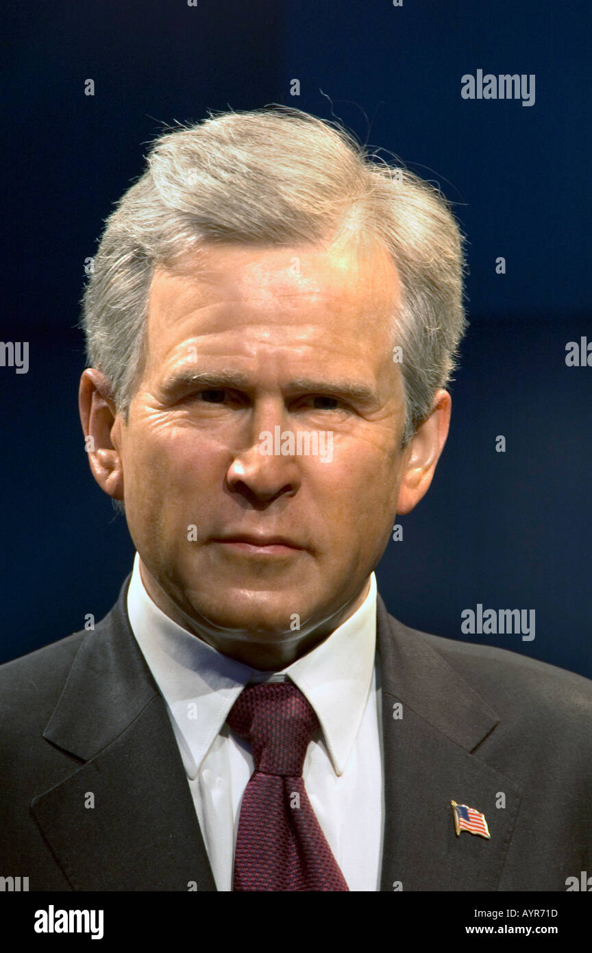 WAXWORKS modello del presidente statunitense George W Bush al Madame Tussauds di Las Vegas Nevada STATI UNITI D'AMERICA Foto Stock