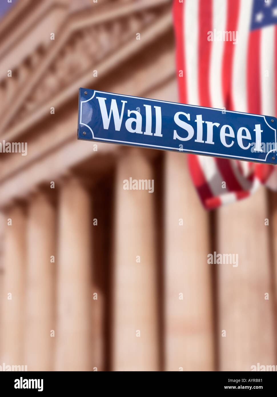 Wall Street segno New York STATI UNITI D'AMERICA digitali compositi realizzati con il tedesco di parti di immagine come un alterato il tedesco strada segno etc Foto Stock
