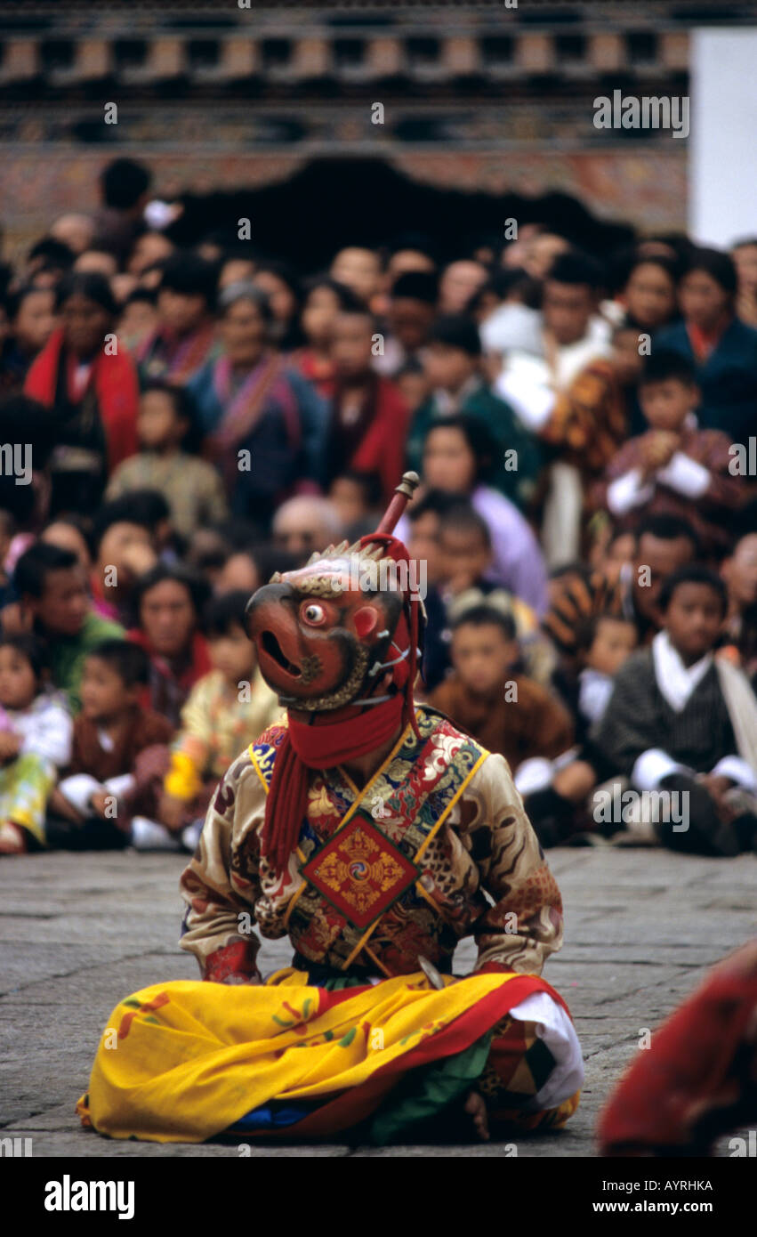 Ballerini a Thimphu Tsechu (festival), Bhutan Foto Stock