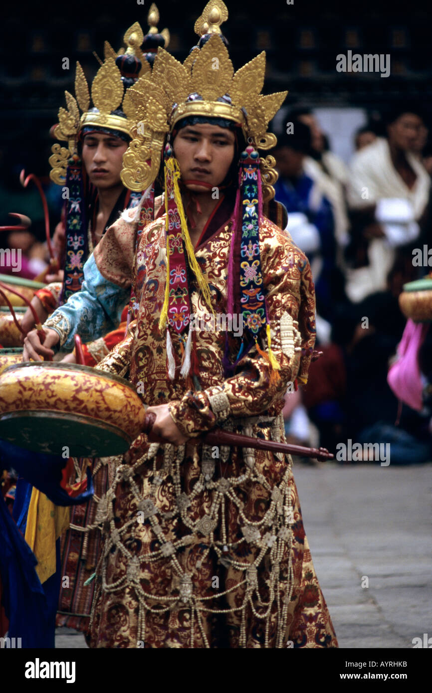 Un ballerino a Thimphu Tsechu (festival), Bhutan Foto Stock