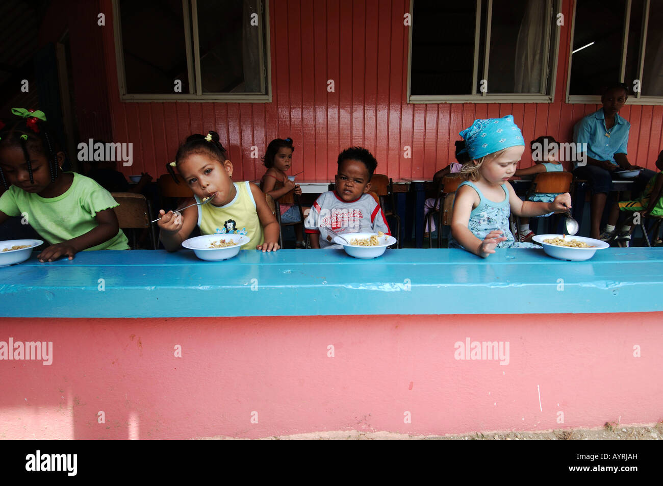 Antille Olandesi Bonaire pranzo presso un centro di assistenza diurna Foto Stock