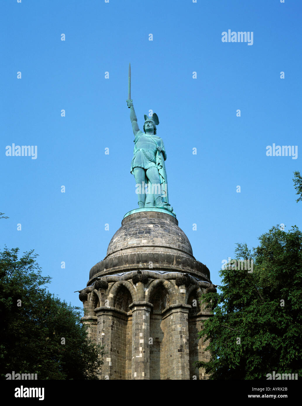 Hermanns-Denkmal, statua, Standbild, Hermann der Cherusker, Detmold e Naturpark Eggegebirge-Suedlicher Teutoburger Wald, Renania settentrionale-Vestfalia Foto Stock