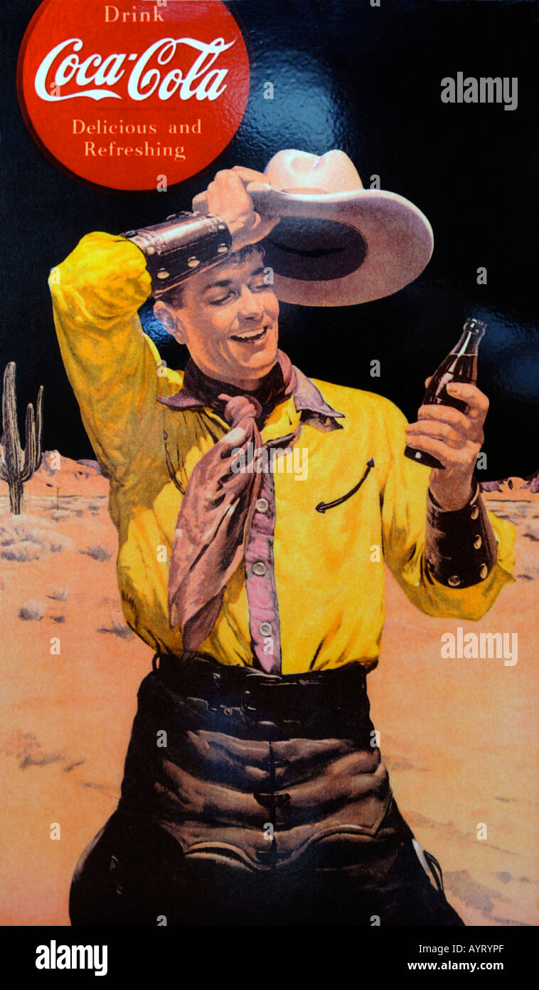 In vecchio stile coca cola poster di annuncio Foto Stock