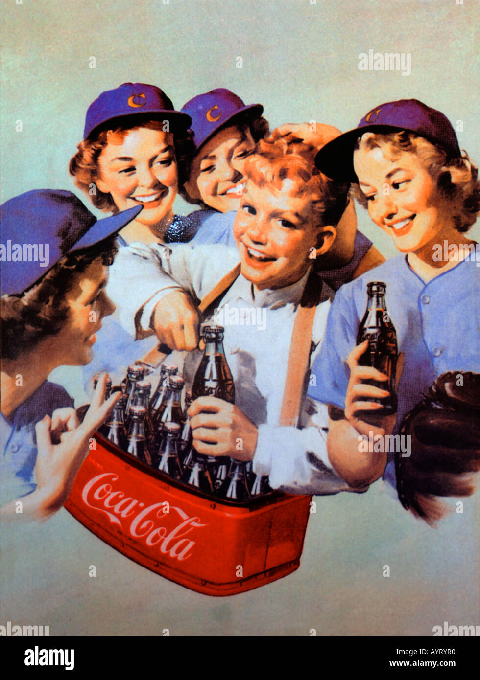 In vecchio stile coca cola poster di annuncio Foto Stock