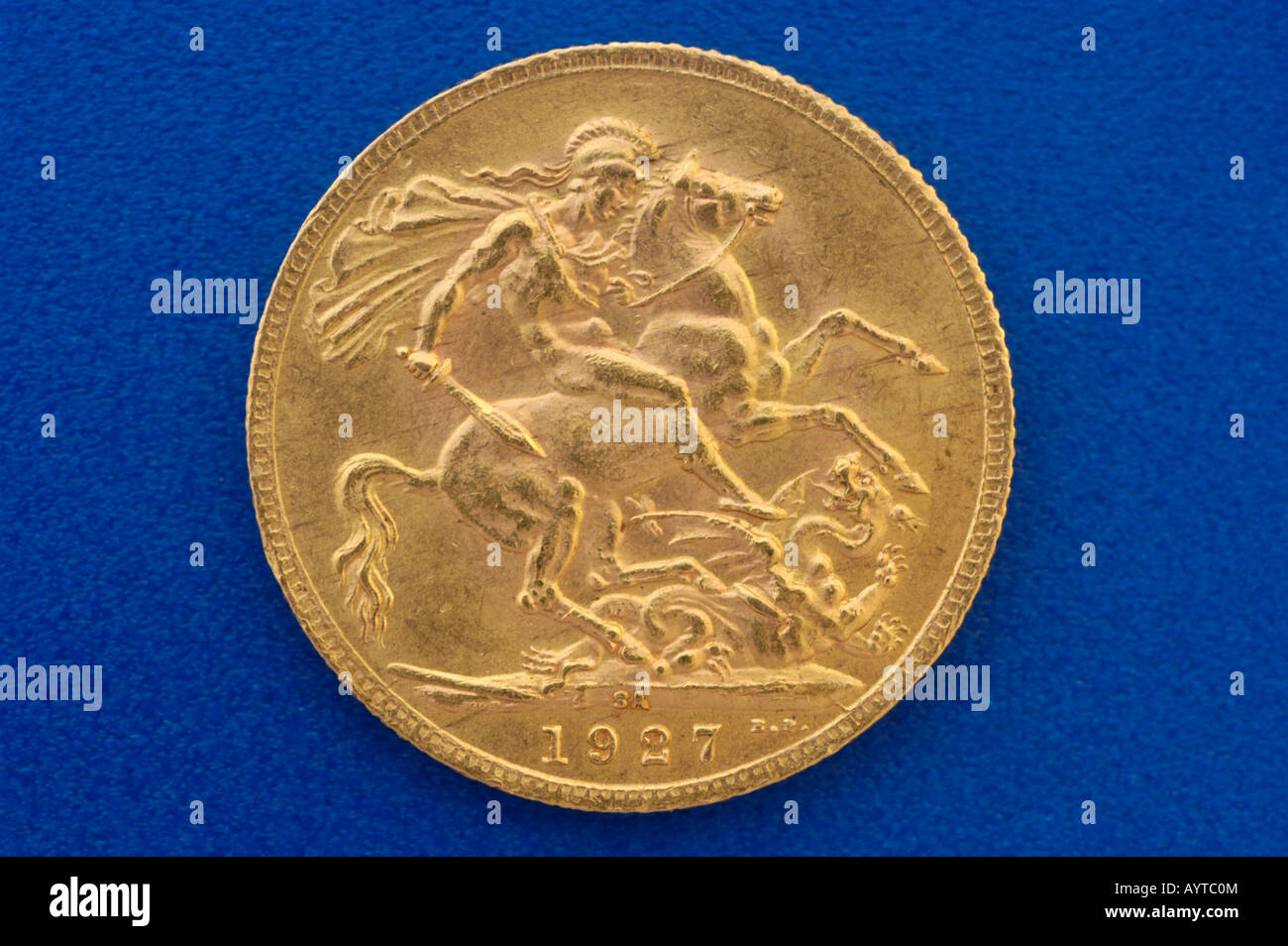 Re Giorgio V impero britannico moneta d'oro da 1927 sul lato di coda Foto Stock