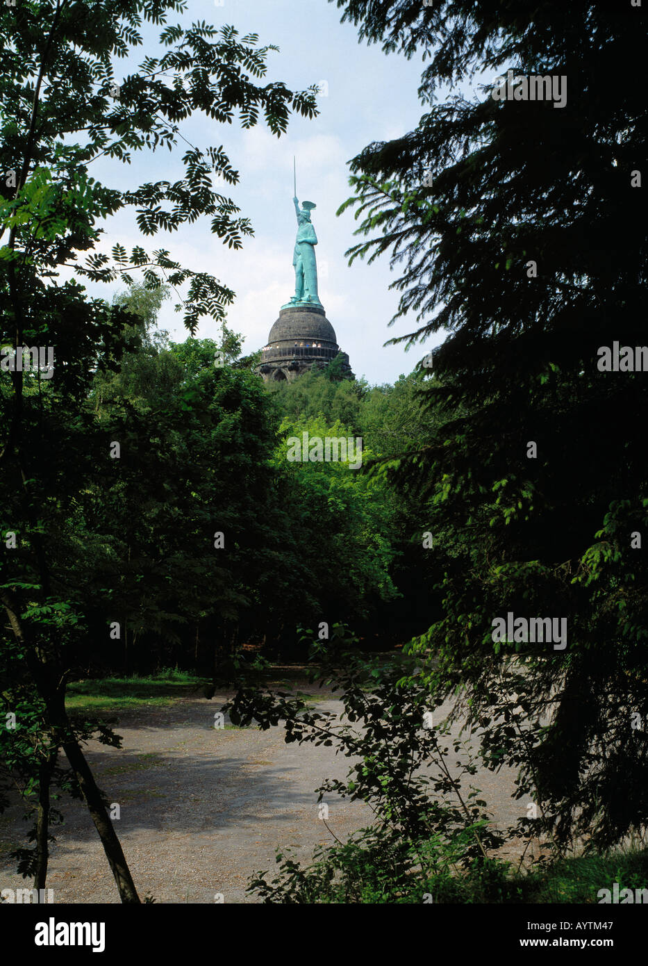 Hermanns-Denkmal, statua, Standbild, Hermann der Cherusker, Detmold e Naturpark Eggegebirge-Suedlicher Teutoburger Wald, Renania settentrionale-Vestfalia Foto Stock